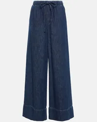 Valentino Garavani Jeans a gamba larga in chambray Blu