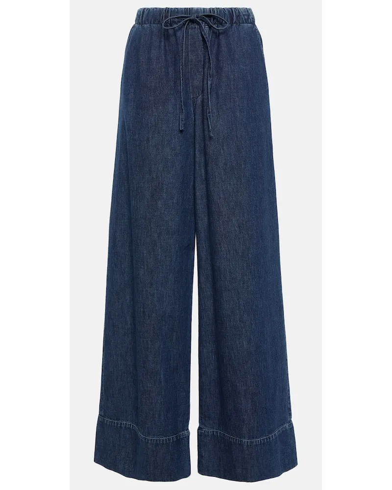 Valentino Garavani Jeans a gamba larga in chambray Blu