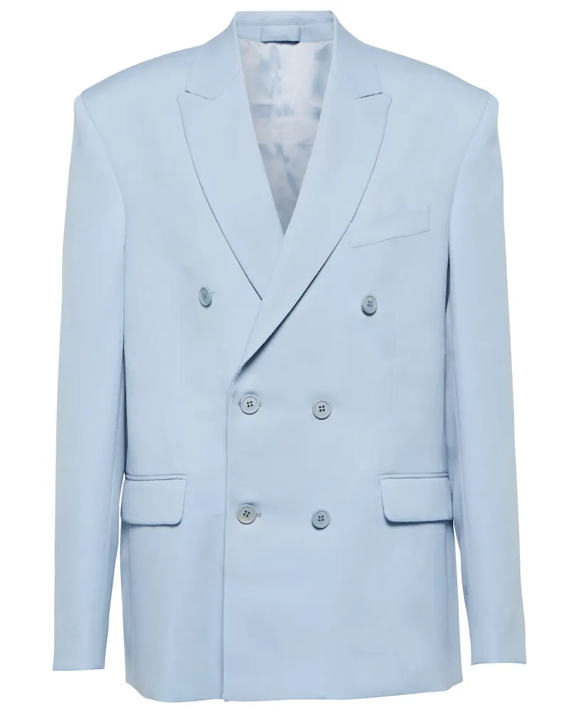 WARDROBE.NYC Blazer doppiopetto in twill di lana Blu