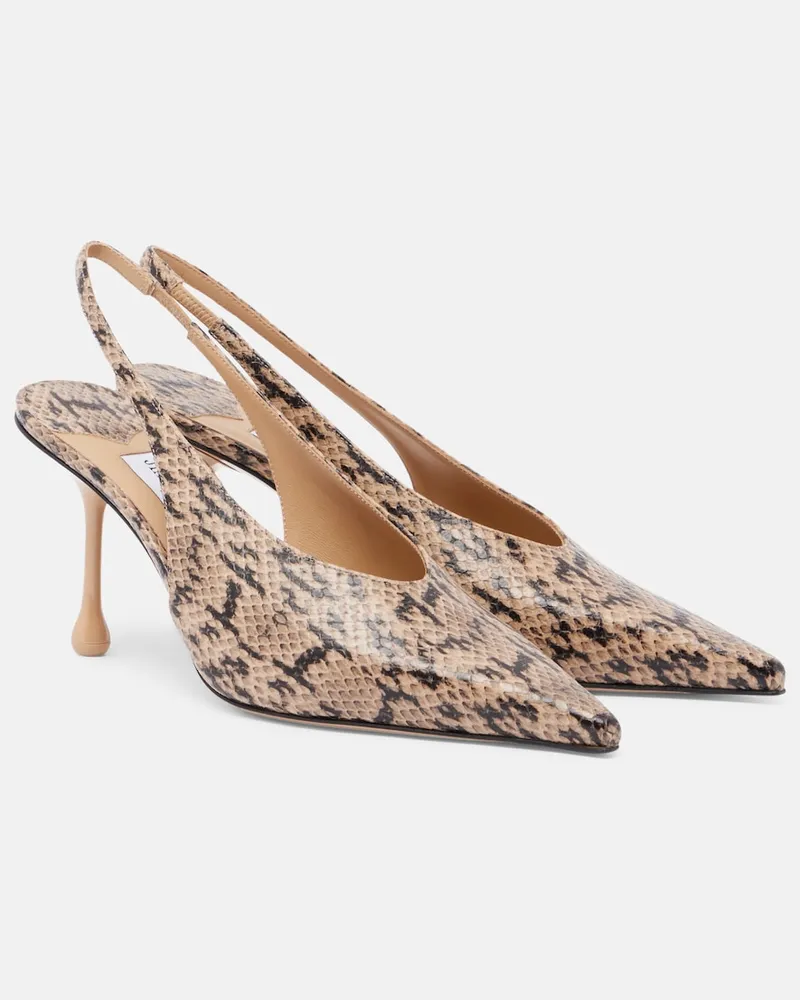 Jimmy Choo Pumps slingback Isa in pelle effetto serpente Marrone