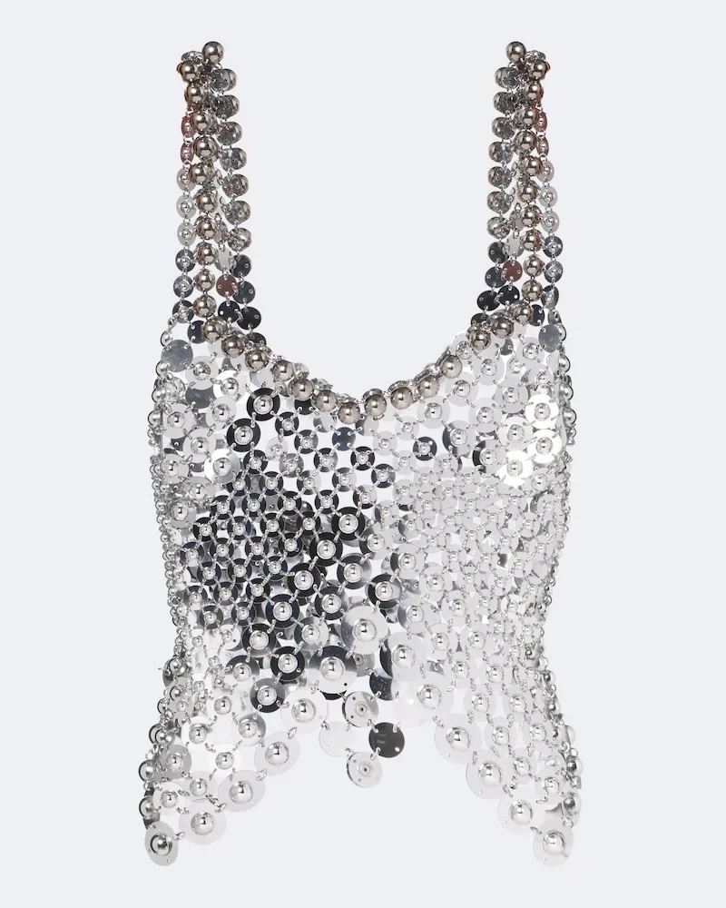 Paco Rabanne Top in maglia metallica Argento