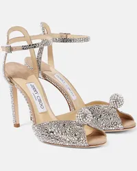 Jimmy Choo Sandali Sacora 100 con cristalli Beige