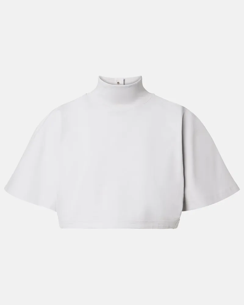 Alaïa Alaïa T-shirt cropped in jersey di cotone Grigio