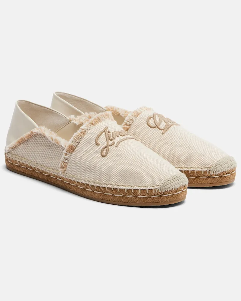 Jimmy Choo Espadrillas Avi in canvas con ricamo Beige