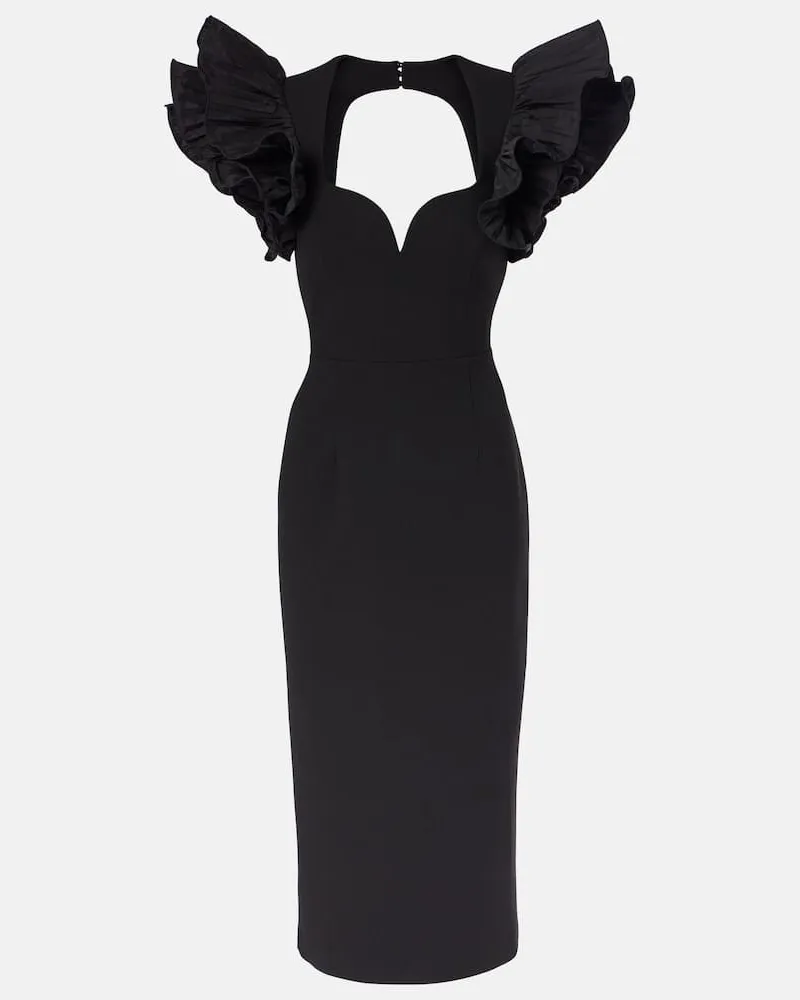 Rebecca Vallance Abito midi Ella con volant e cut-out Nero