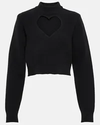 Alaïa Alaïa Pullover cropped Keyhole in lana vergine Nero