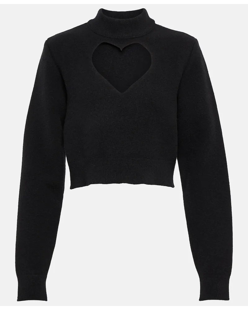 Alaïa AlaÃ¯a Pullover cropped Keyhole in lana vergine Nero