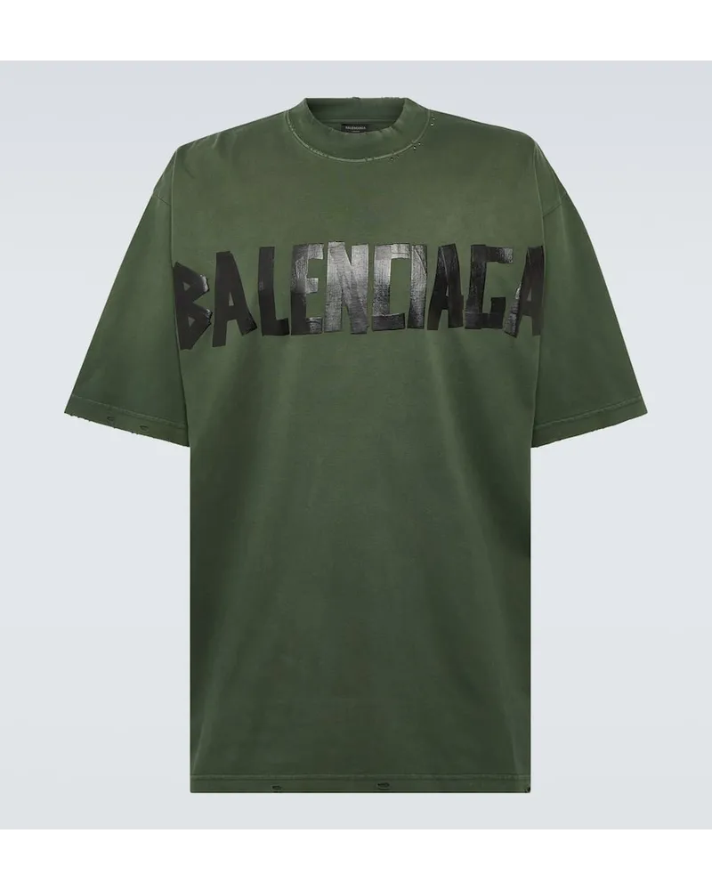 Balenciaga T-shirt Tape in jersey di misto cotone Verde