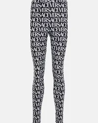 Versace Leggings con logo Nero