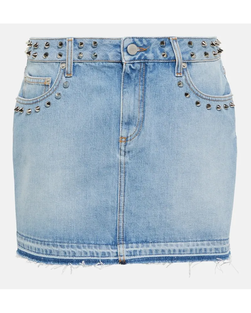 Alessandra Rich Minigonna di jeans con decorazioni Blu