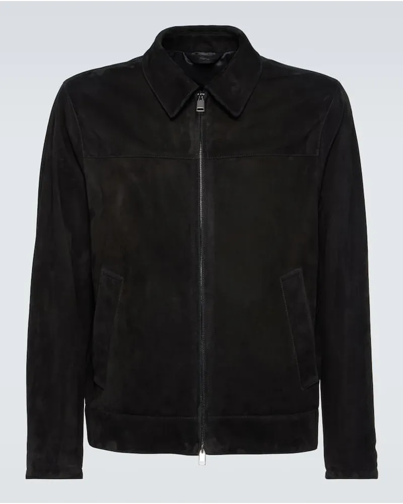 Brioni Giacca blouson in suede Nero