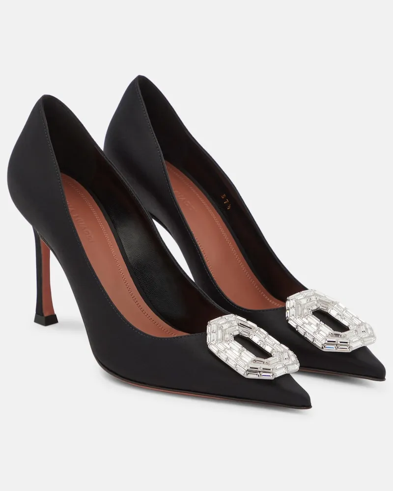 Amina Muaddi Pumps Camelia in raso Nero