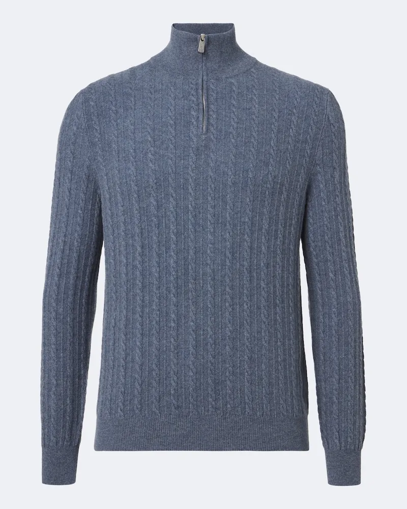 Fedeli Pullover in cashmere a trecce Blu