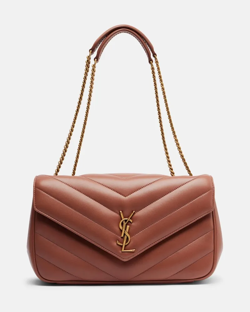 Saint Laurent Borsa a spalla Loulou Medium in pelle Marrone
