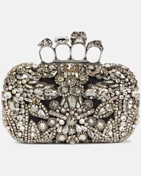 Alexander McQueen Clutch Victorian Jewel Knuckle con cristalli Nero