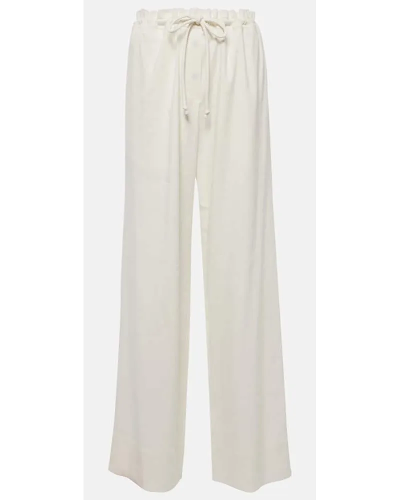 Proenza Schouler Pantaloni a gamba larga in misto lino Bianco