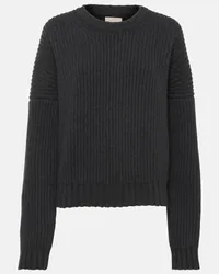 KHAITE Pullover Manuela in cashmere a coste Nero