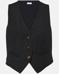 Brunello Cucinelli Gilet in misto lino Nero