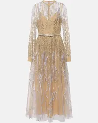 Elie Saab Abito midi in tulle Beige