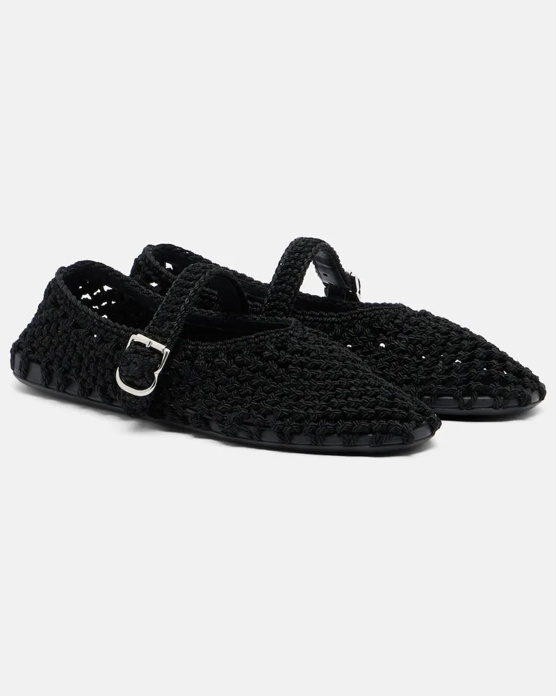 Alaïa AlaÃ¯a Ballerine in corda di raso intrecciate Nero