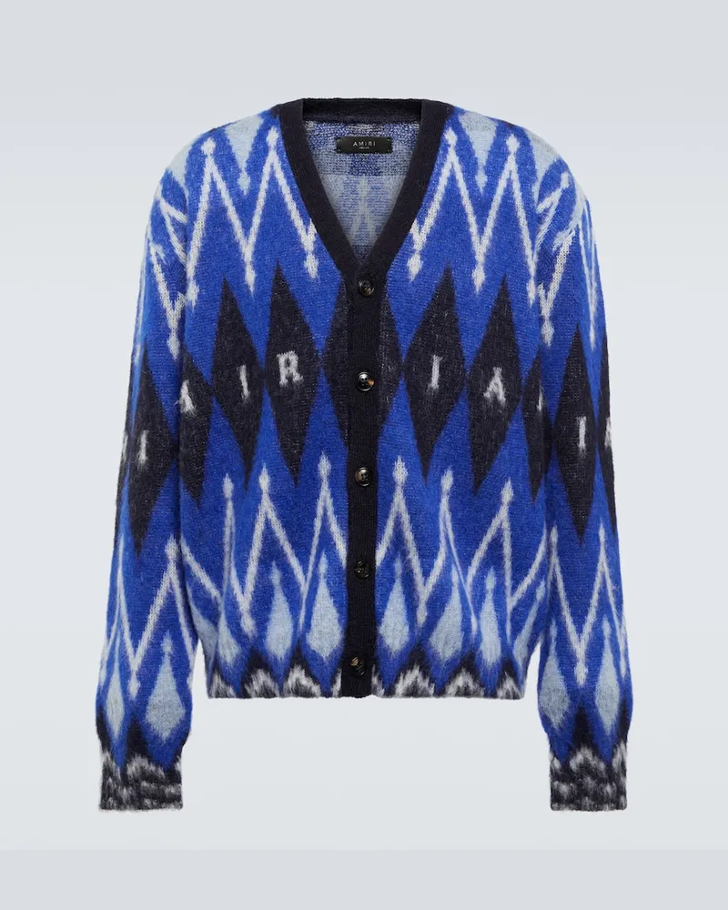 Amiri Cardigan Argyle in misto lana Blu