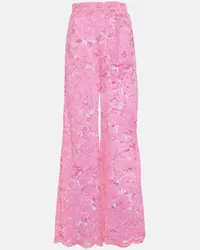 Dolce & Gabbana Pantaloni a gamba larga in pizzo a vita alta Rosa