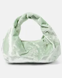 Dries van Noten Borsa a spalla Twist Small in velluto Verde