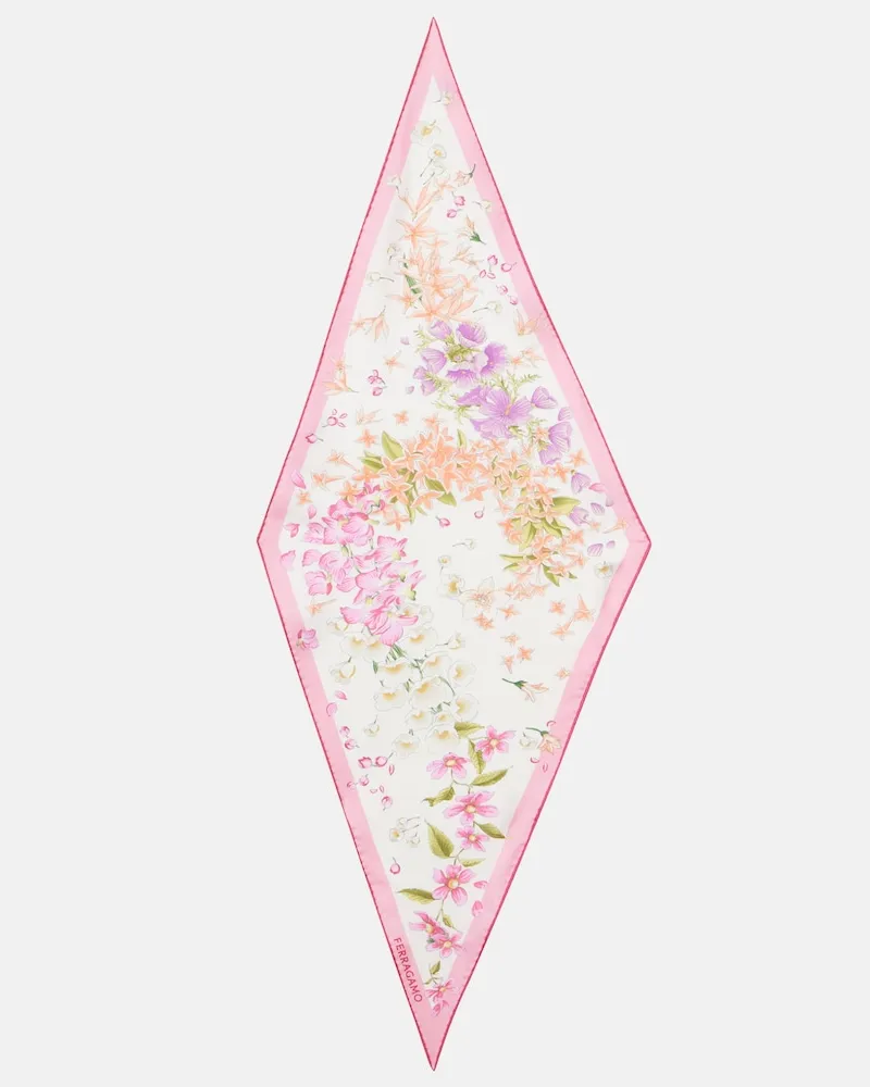 Ferragamo Sciarpa in seta con stampa floreale Rosa