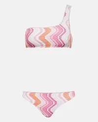 Missoni Bikini monospalla a zig-zag Rosa