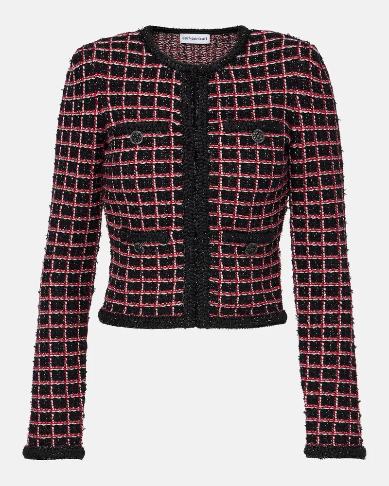 Self-Portrait Cardigan a quadri Rosso
