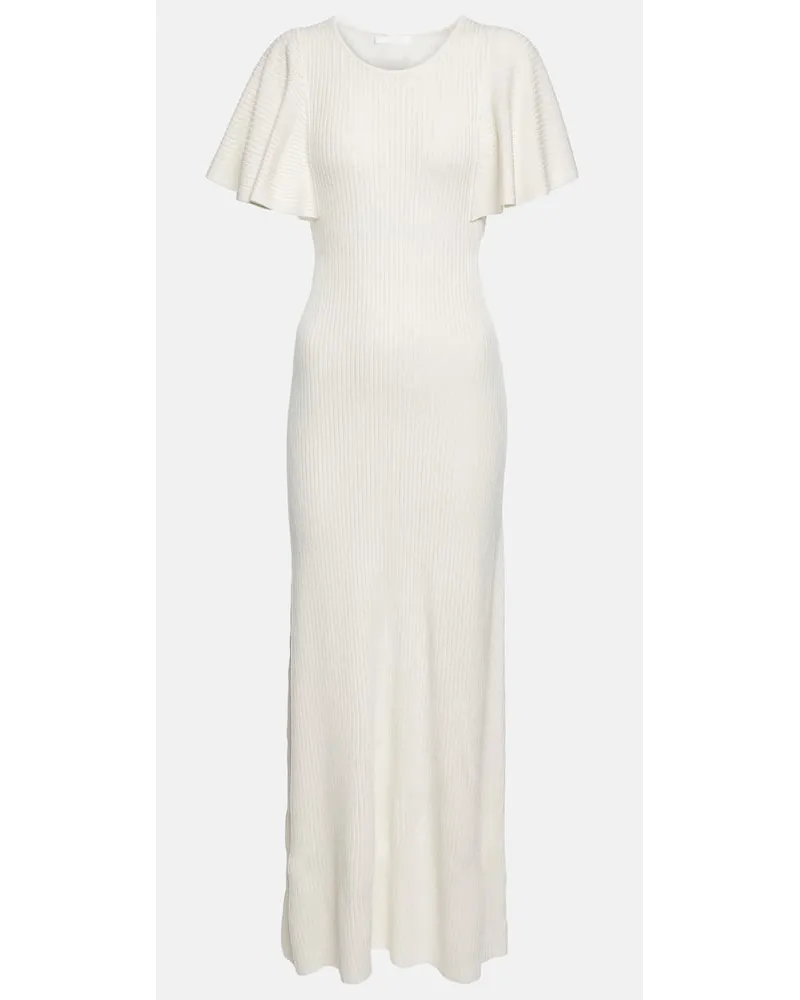 Chloé ChloÃ© Abito midi in lana con volant Bianco