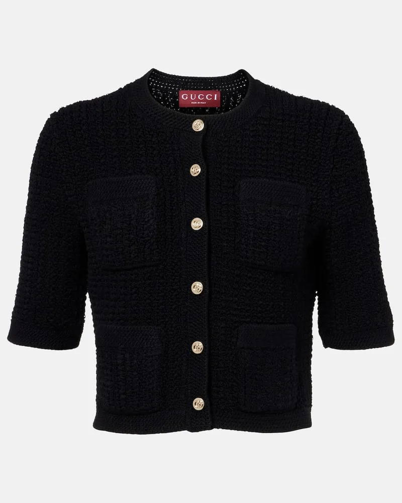 Gucci Cardigan cropped in misto cotone Nero
