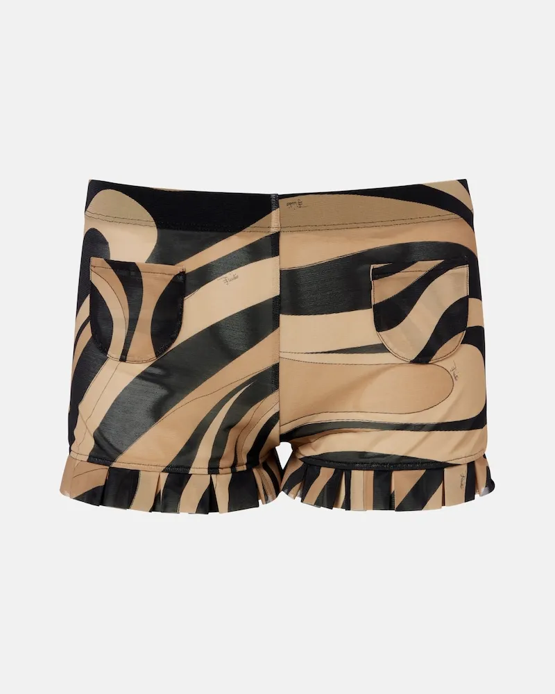 Emilio Pucci Shorts Marmo in mesh con volant Beige