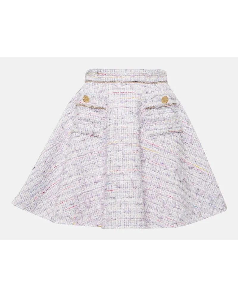 Nina Ricci Minigonna in tweed di misto cotone a vita alta Viola