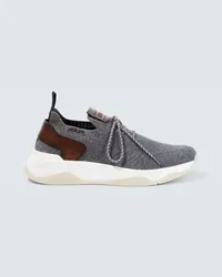 Berluti Sneakers Shadow in maglia di cashmere Grigio