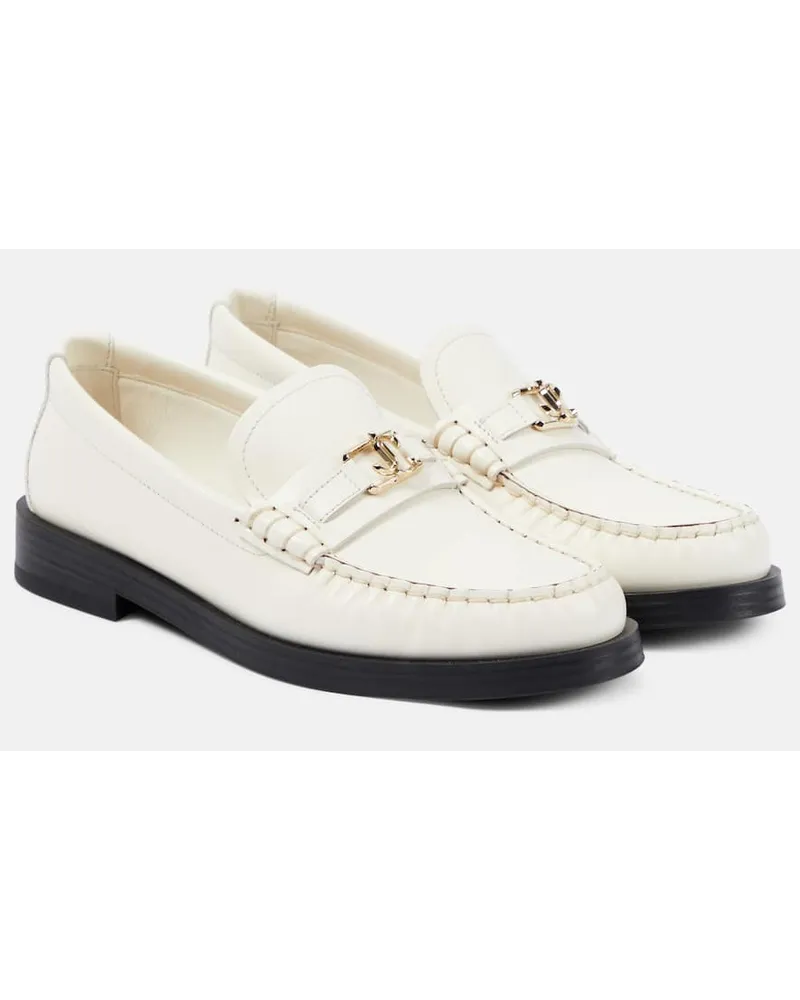 Jimmy Choo Mocassini Addie in pelle con logo Bianco