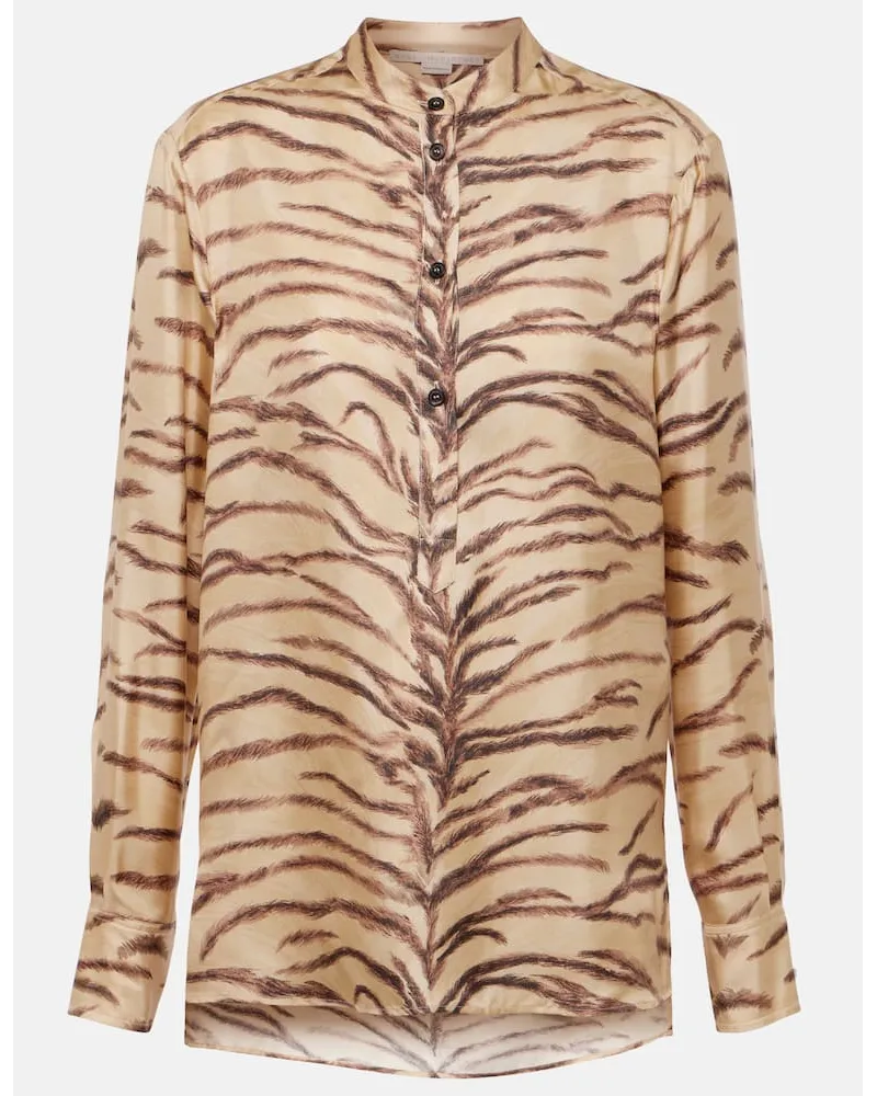 Stella McCartney Camicia in seta con stampa Beige