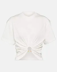 Paco Rabanne Top cropped in jersey di cotone Bianco