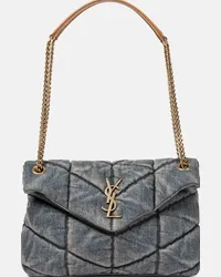 Saint Laurent Borsa Puffer Small in denim Blu