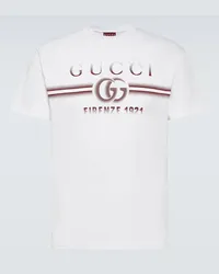 Gucci T-shirt in jersey di cotone con logo Bianco