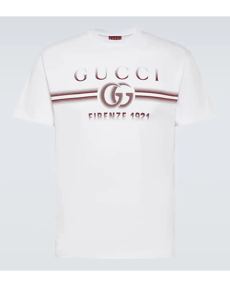 Gucci T-shirt in jersey di cotone con logo Bianco