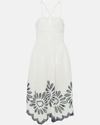 Ulla Johnson Abito midi Beatrice in lino e cotone Bianco