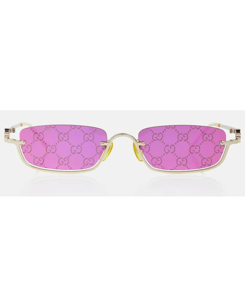 Gucci Occhiali da sole rettangolari GG Oro