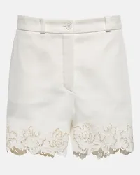 Elie Saab Shorts in cotone con ricamo Bianco