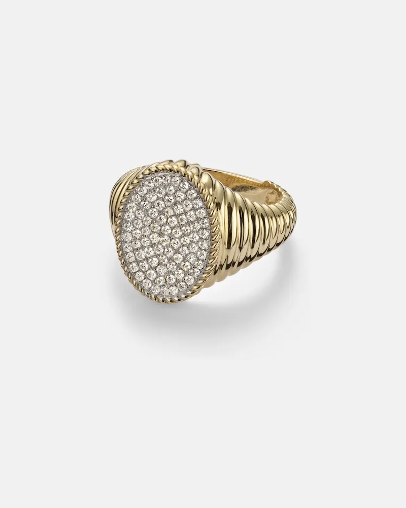Yvonne Léon Yvonne Léon Anello Chevaliere Ovale in oro 9kt con diamanti Oro