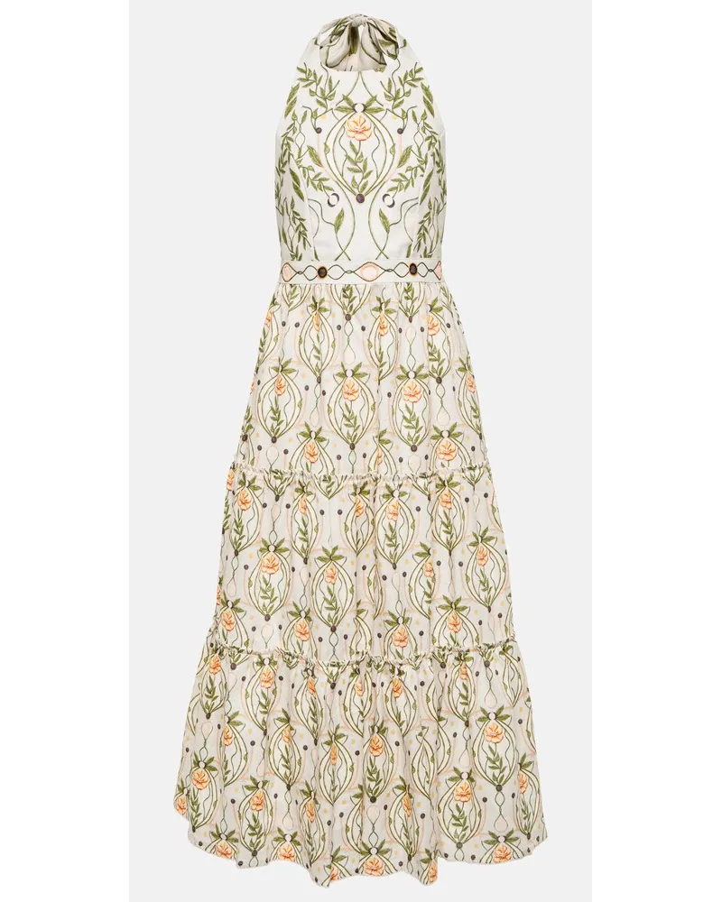 AGUA BENDITA Abito midi Consuelo Lunar in lino Multicolore