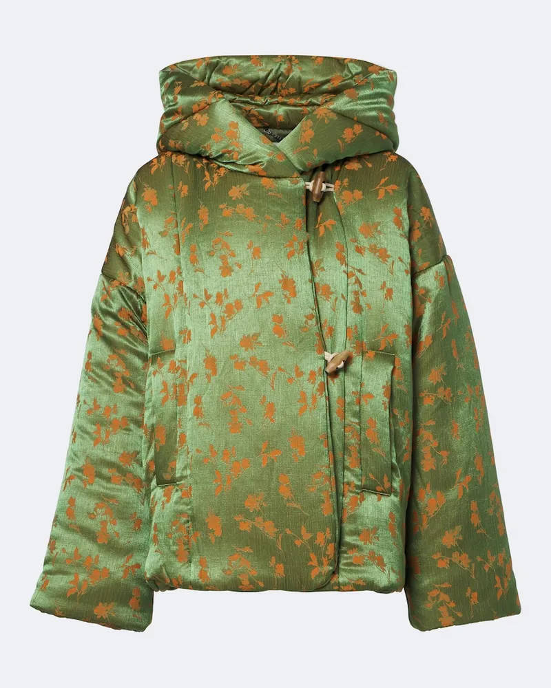 Dries van Noten Giacca imbottita con stampa floreale Verde