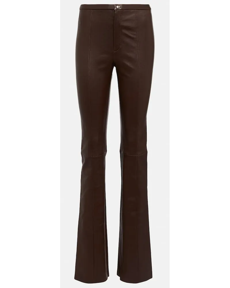 Stouls Pantaloni Kam in pelle a vita alta Marrone