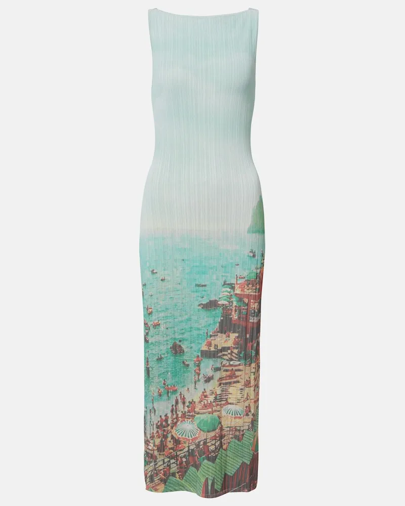 STAUD Abito midi Bryn con stampa Blu