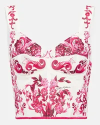 Dolce & Gabbana Bustier con stampa Majolica Rosso